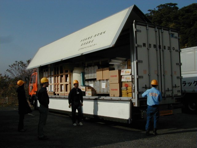 Japanese truck full of ASTRO-E Ground Support Equipment. (52K JPEG)