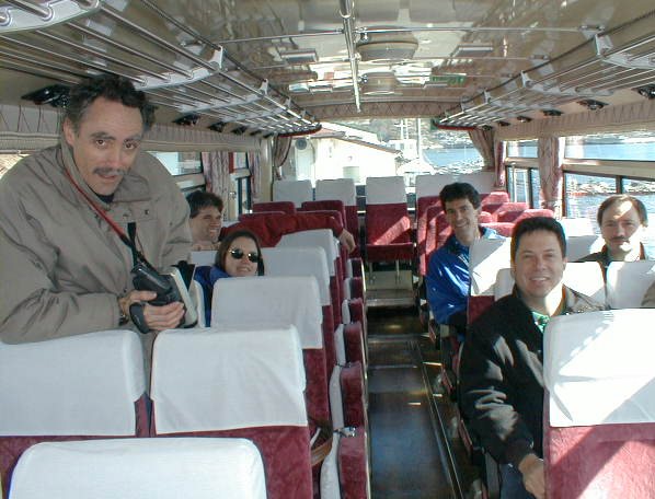 XRS insert team on the bus, with nobody else (65K JPEG)