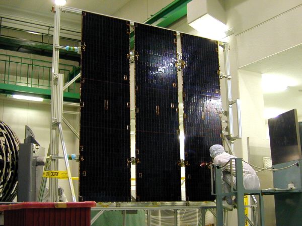 3 solar panels from ASTRO-E (59K JPEG)