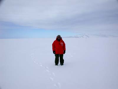 Eric standing on iceshelf, Williams Field